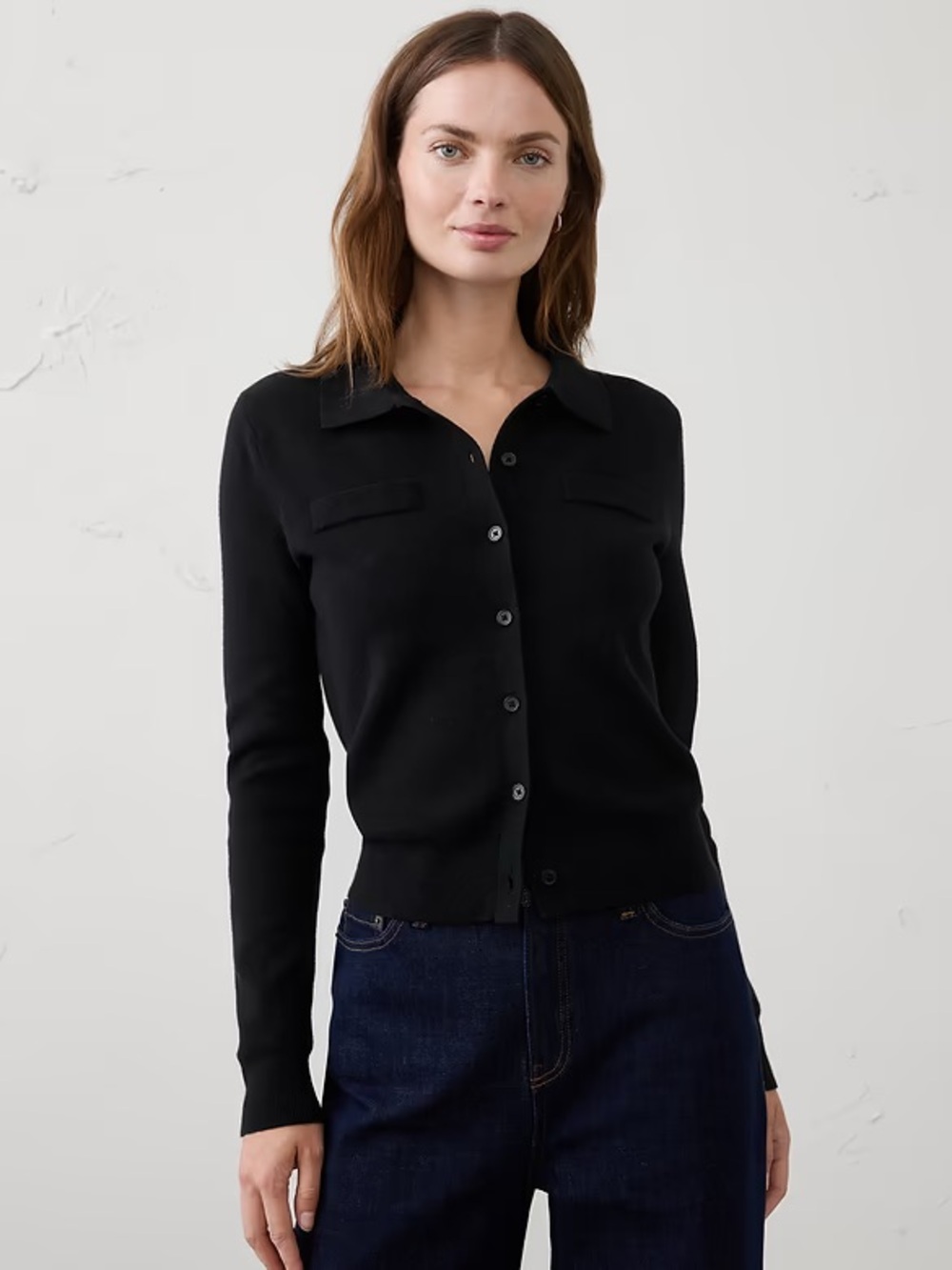 NWT Banana Republic Black Collared Cardigan Sweater